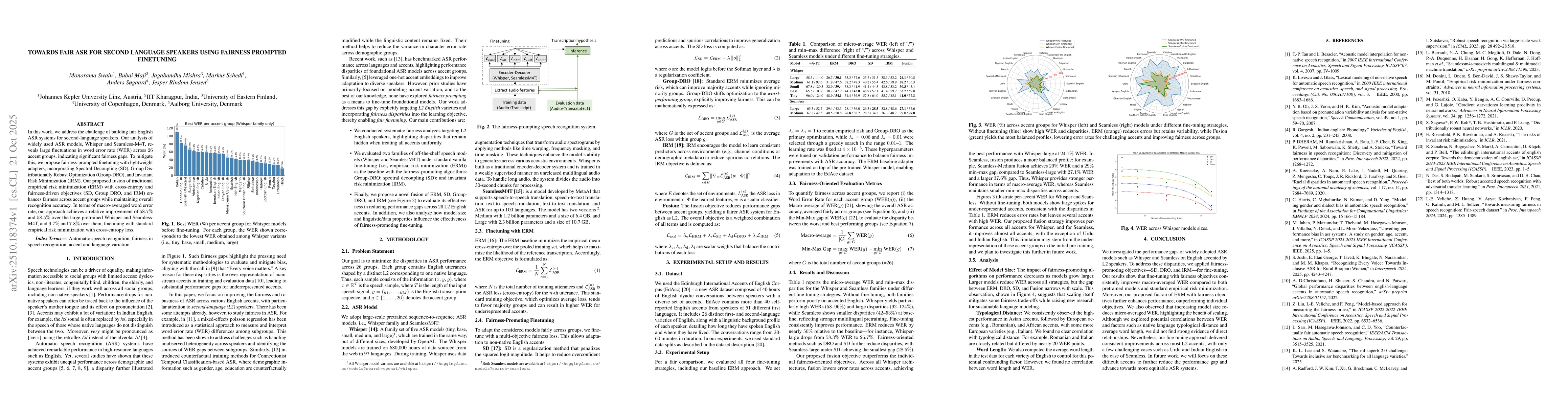 Thumbnail for Towards Fair ASR For Second Language Speakers Using Fairness Prompted
  Finetuning