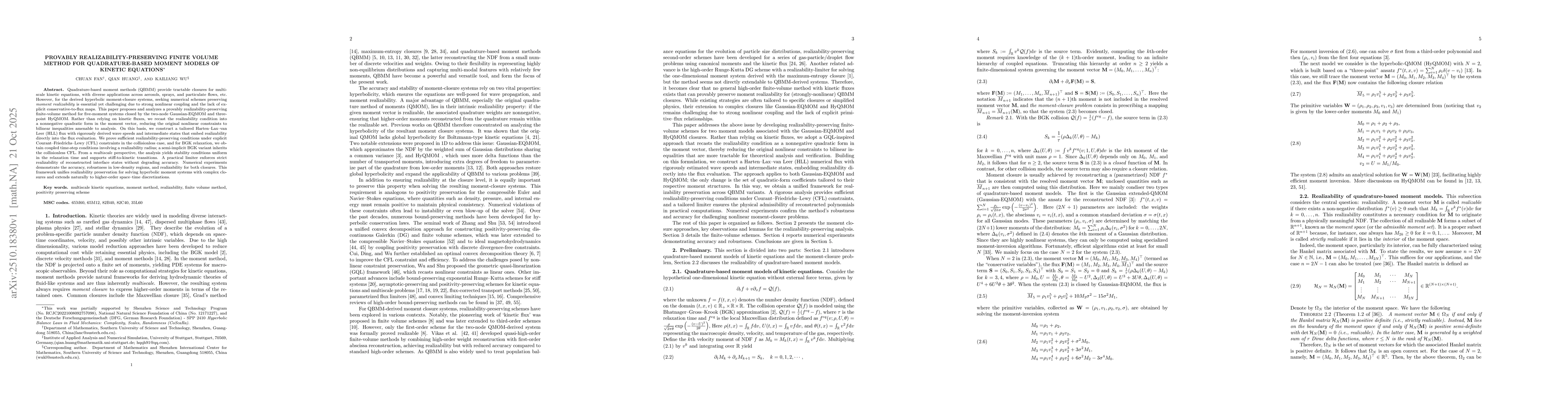 Thumbnail for Provably realizability-preserving finite volume method for
  quadrature-based moment models of kinetic equations