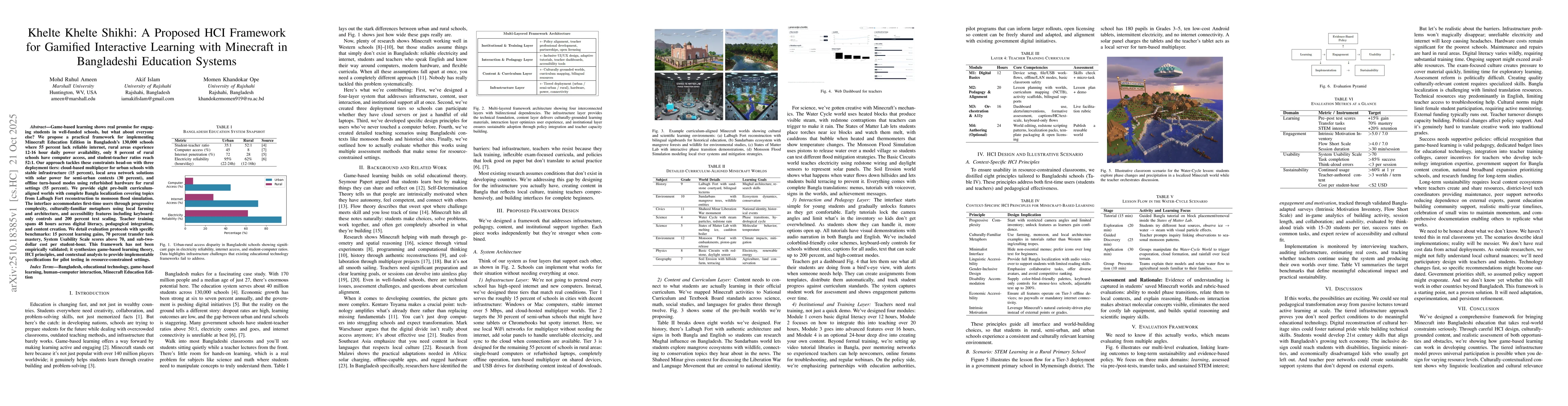 Thumbnail for Khelte Khelte Shikhi: A Proposed HCI Framework for Gamified Interactive
  Learning with Minecraft in Bangladeshi Education Systems