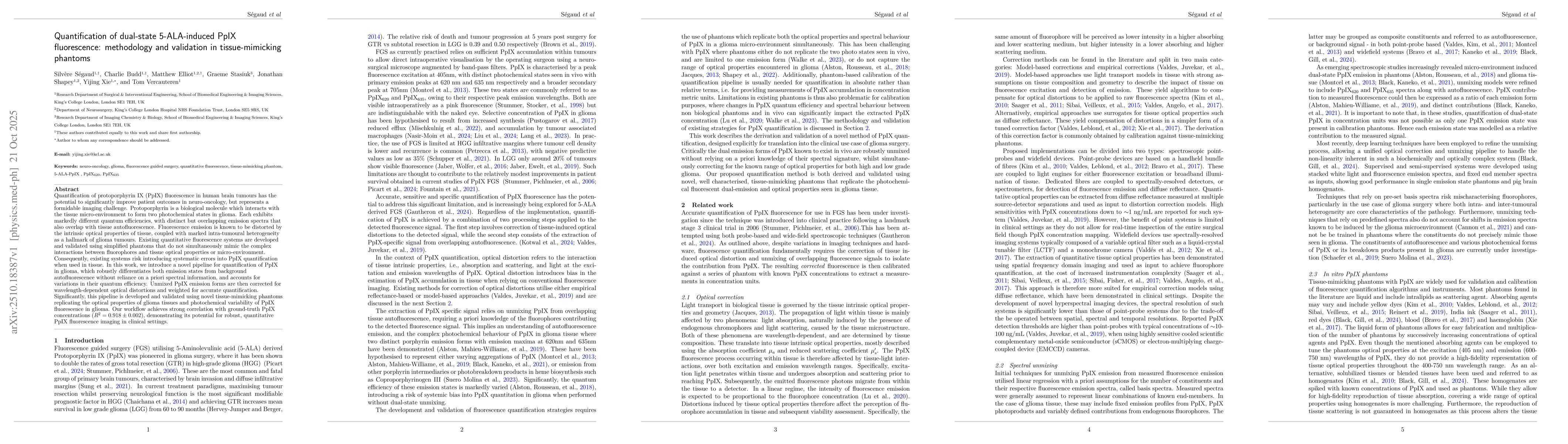 Thumbnail for Quantification of dual-state 5-ALA-induced PpIX fluorescence:
  Methodology and validation in tissue-mimicking phantoms