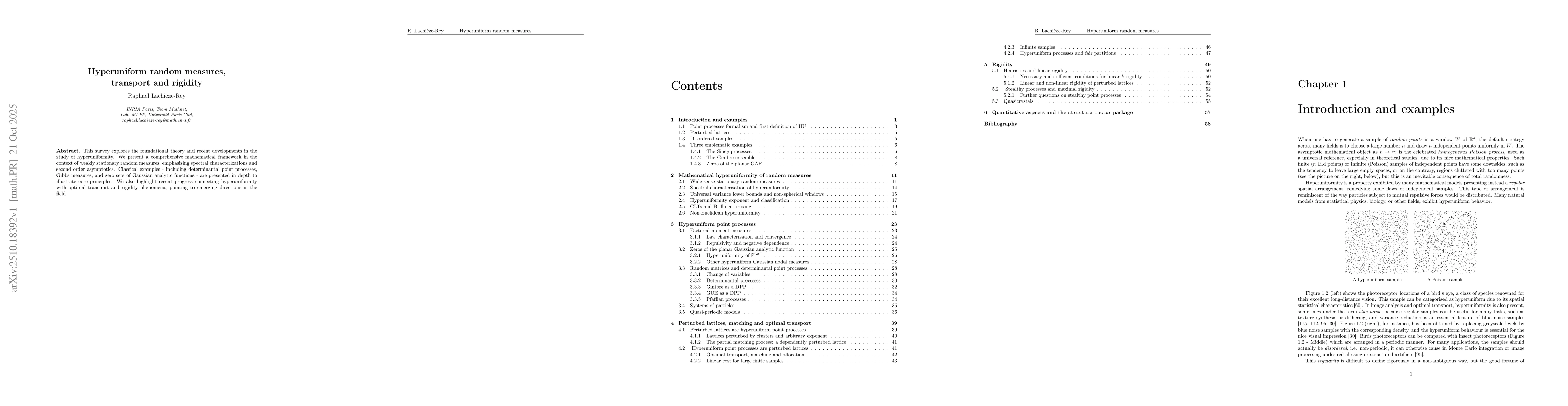 Thumbnail for Hyperuniform random measures, transport and rigidity