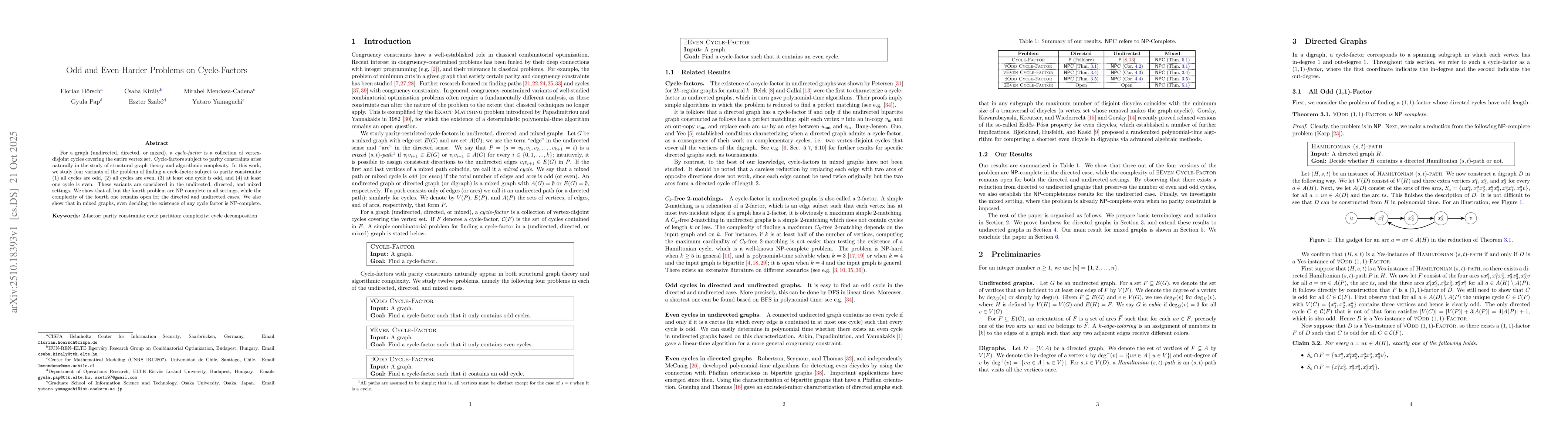 Thumbnail for Odd and Even Harder Problems on Cycle-Factors