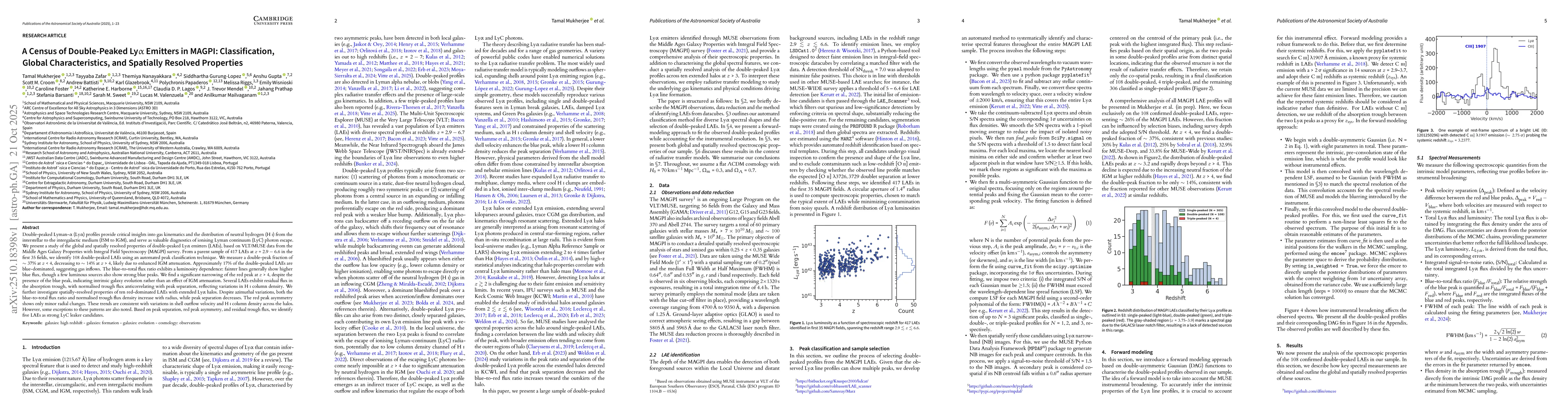 Thumbnail for A Census of Double-Peaked Lyman-alpha Emitters in MAGPI: Classification,
  Global Characteristics, and Spatially Resolved Properties