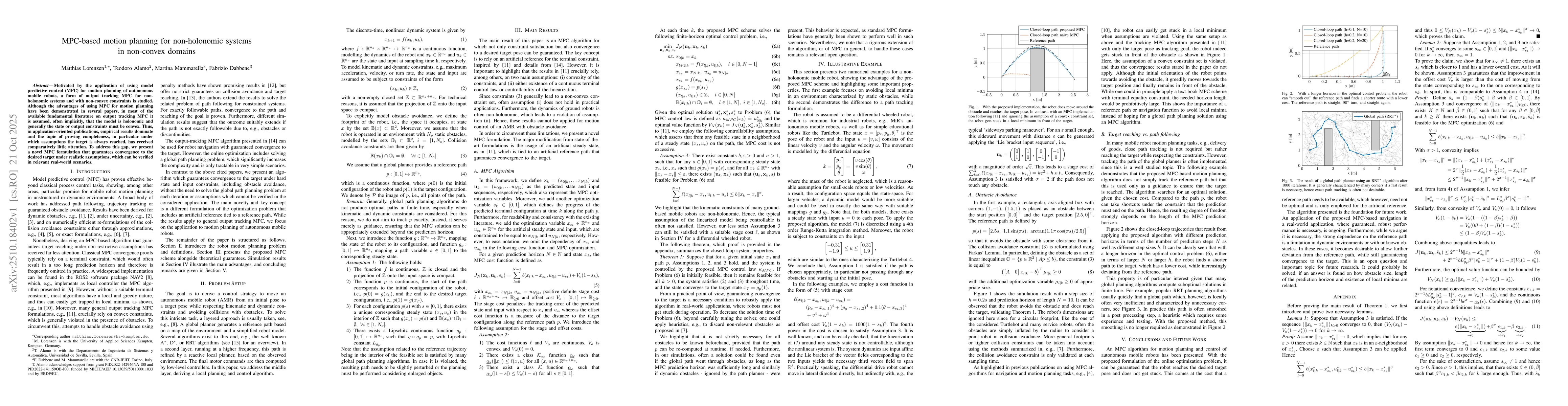 Thumbnail for MPC-based motion planning for non-holonomic systems in non-convex
  domains
