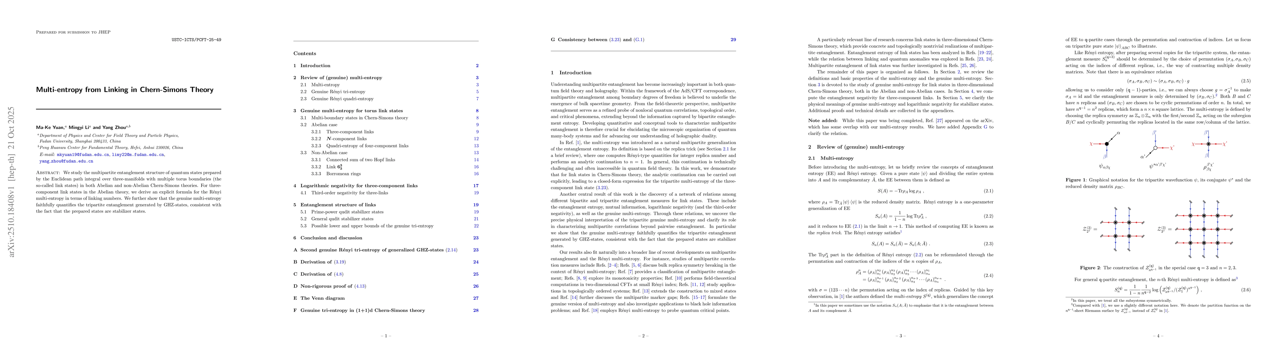 Thumbnail for Multi-entropy from Linking in Chern-Simons Theory