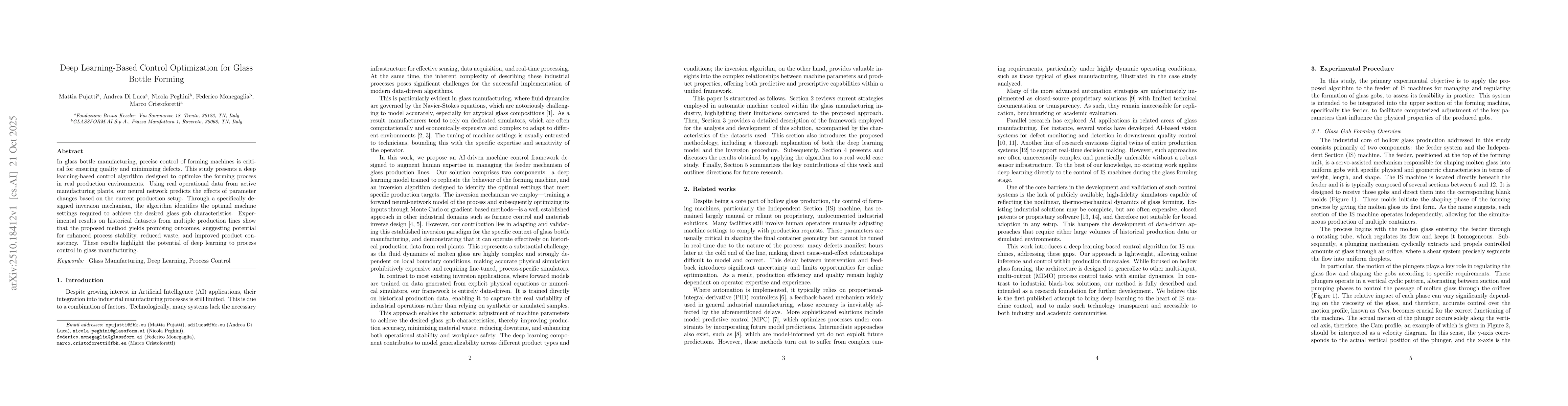 Thumbnail for Deep Learning-Based Control Optimization for Glass Bottle Forming