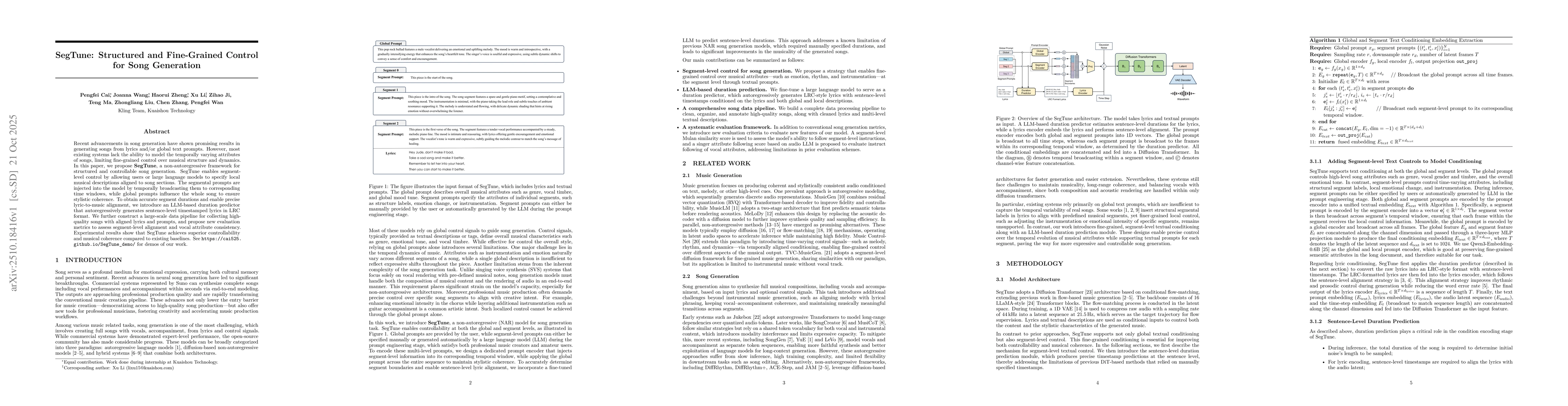 Thumbnail for SegTune: Structured and Fine-Grained Control for Song Generation