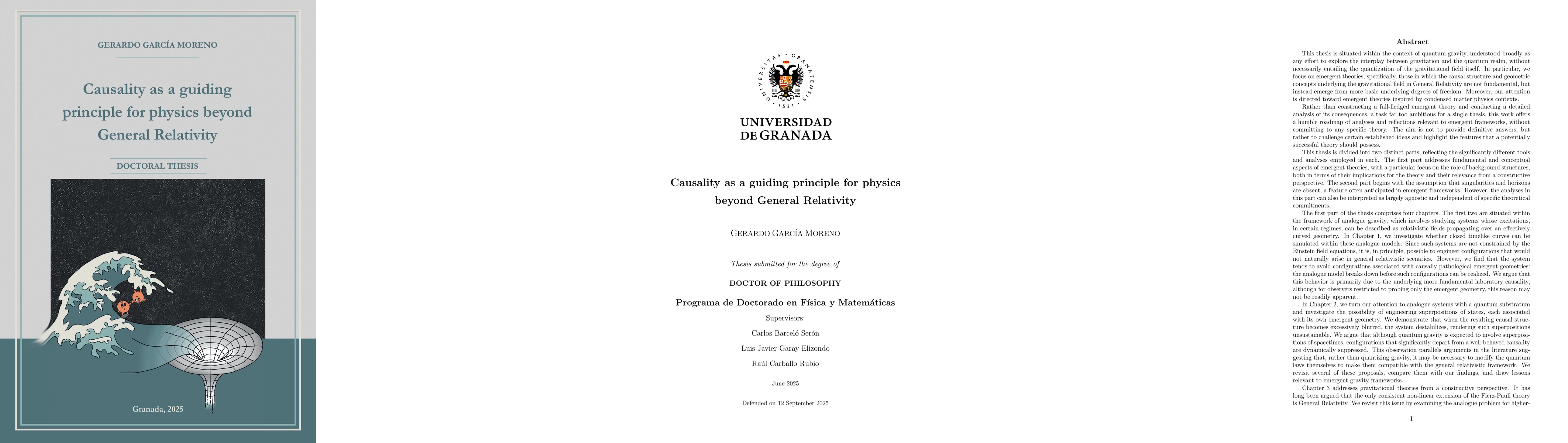 Thumbnail for Causality as a guiding principle for physics beyond General Relativity