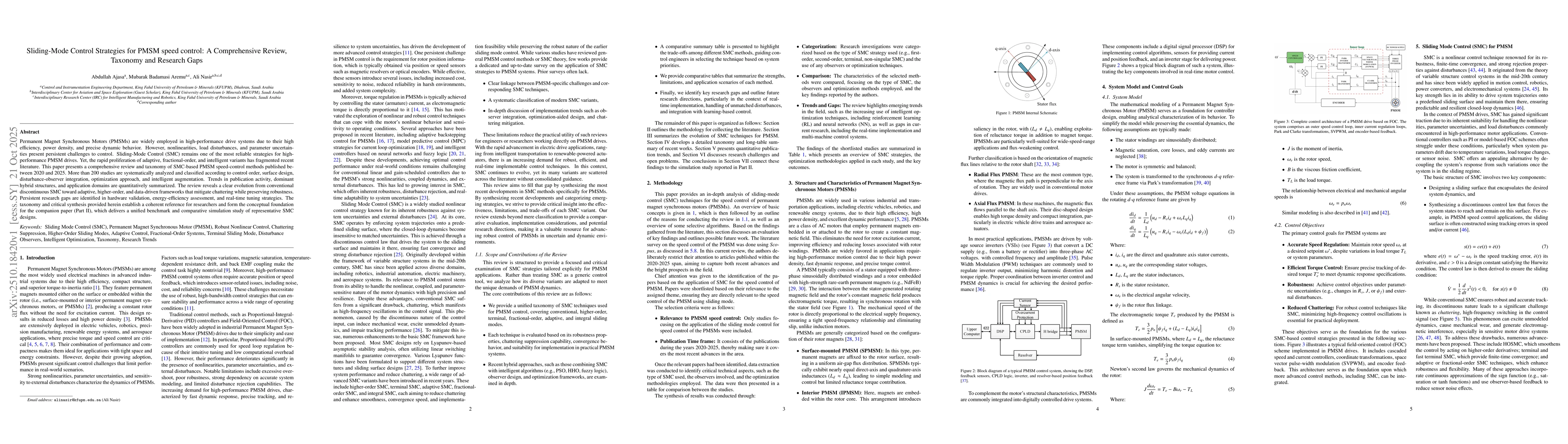 Thumbnail for Sliding-Mode Control Strategies for PMSM speed control: A Comprehensive
  Review, Taxonomy and Research Gaps