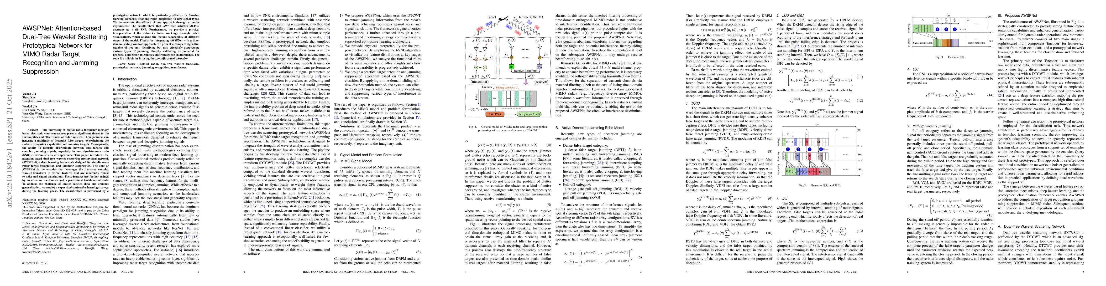 Thumbnail for AWSPNet: Attention-based Dual-Tree Wavelet Scattering Prototypical
  Network for MIMO Radar Target Recognition and Jamming Suppression