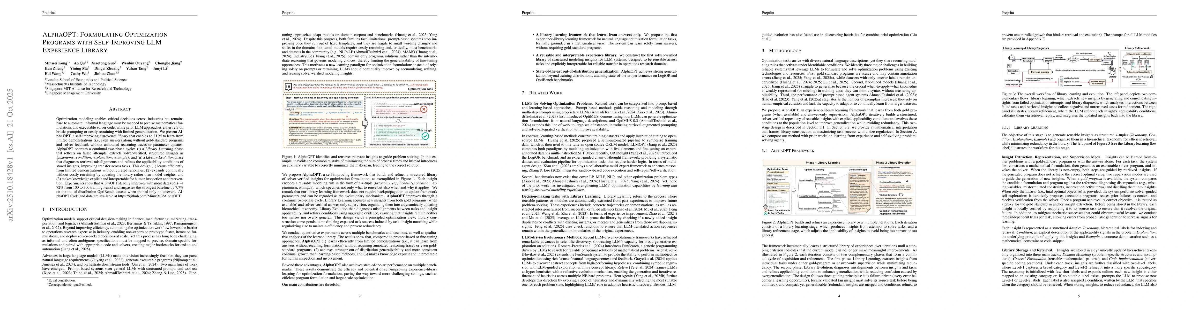 Thumbnail for AlphaOPT: Formulating Optimization Programs with Self-Improving LLM
  Experience Library