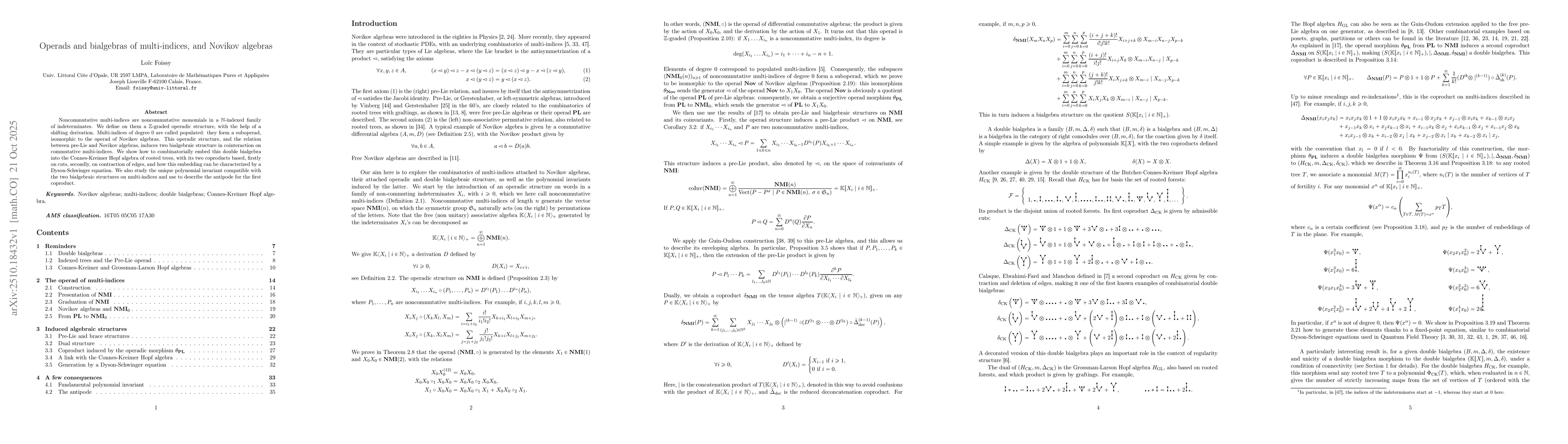 Thumbnail for Operads and bialgebras of multi-indices, and Novikov algebras