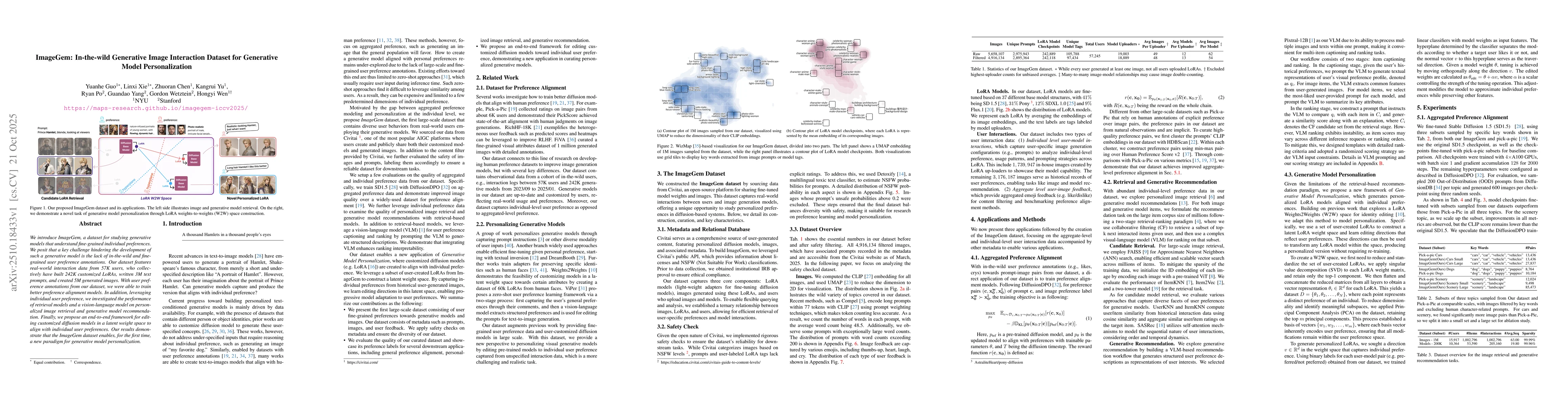 Thumbnail for ImageGem: In-the-wild Generative Image Interaction Dataset for
  Generative Model Personalization