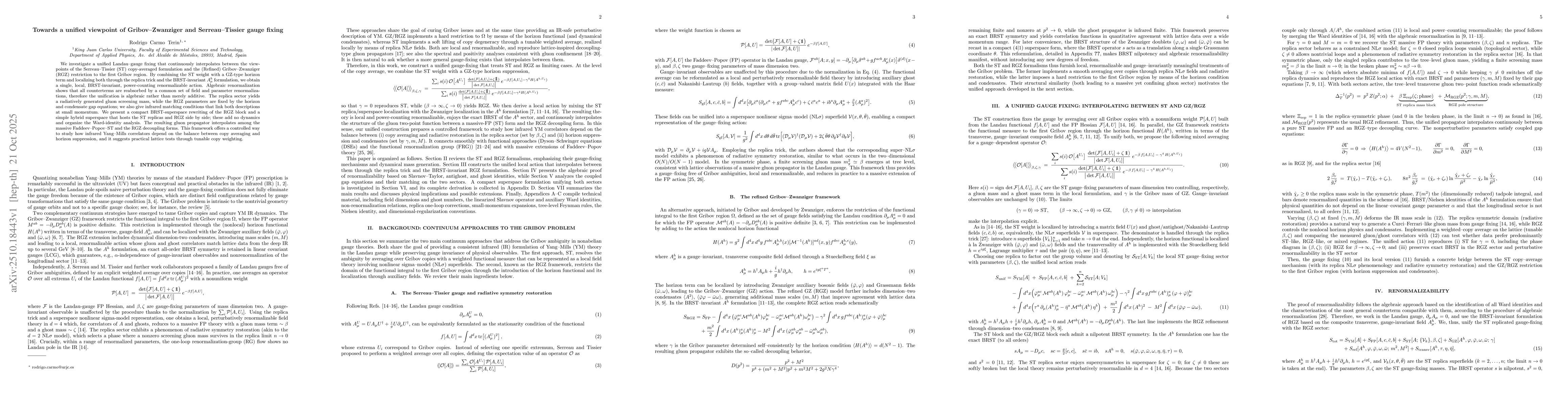 Thumbnail for Towards a unified viewpoint of Gribov--Zwanziger and Serreau--Tissier
  gauge fixing