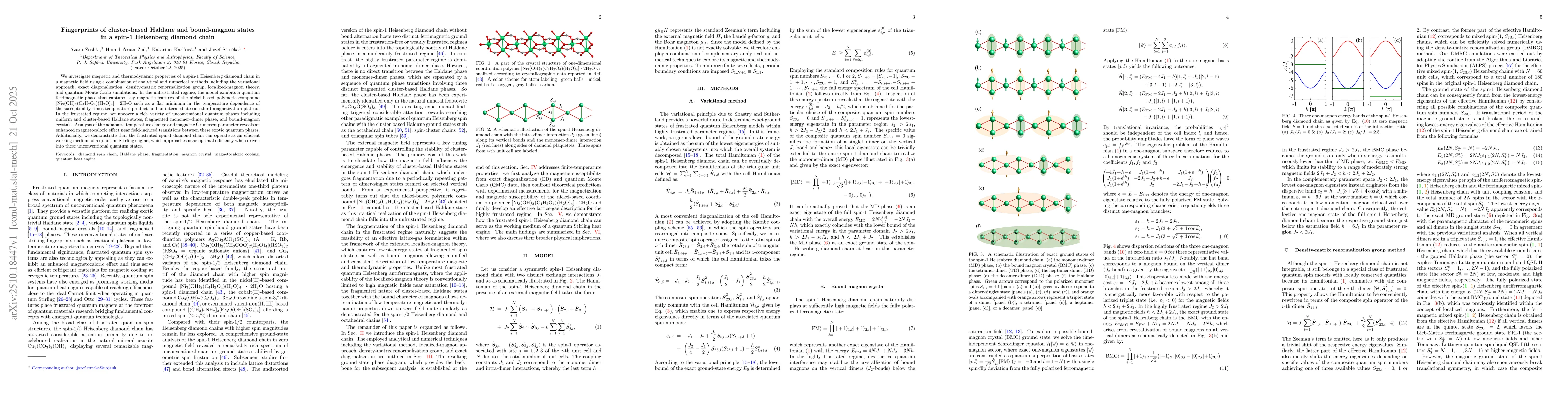 Thumbnail for Fingerprints of cluster-based Haldane and bound-magnon states in a
  spin-1 Heisenberg diamond chain