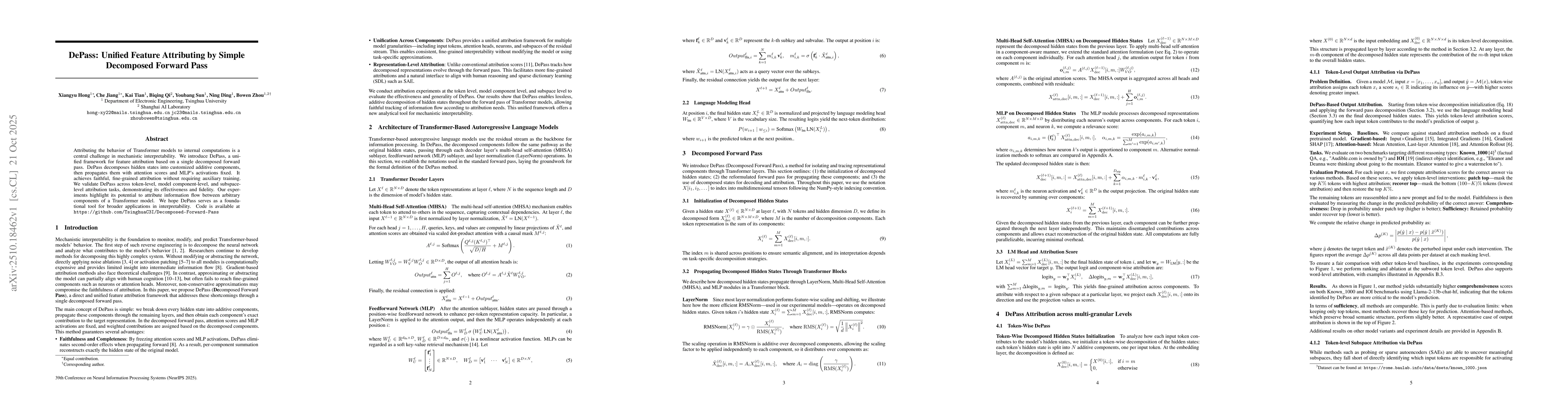 Thumbnail for DePass: Unified Feature Attributing by Simple Decomposed Forward Pass