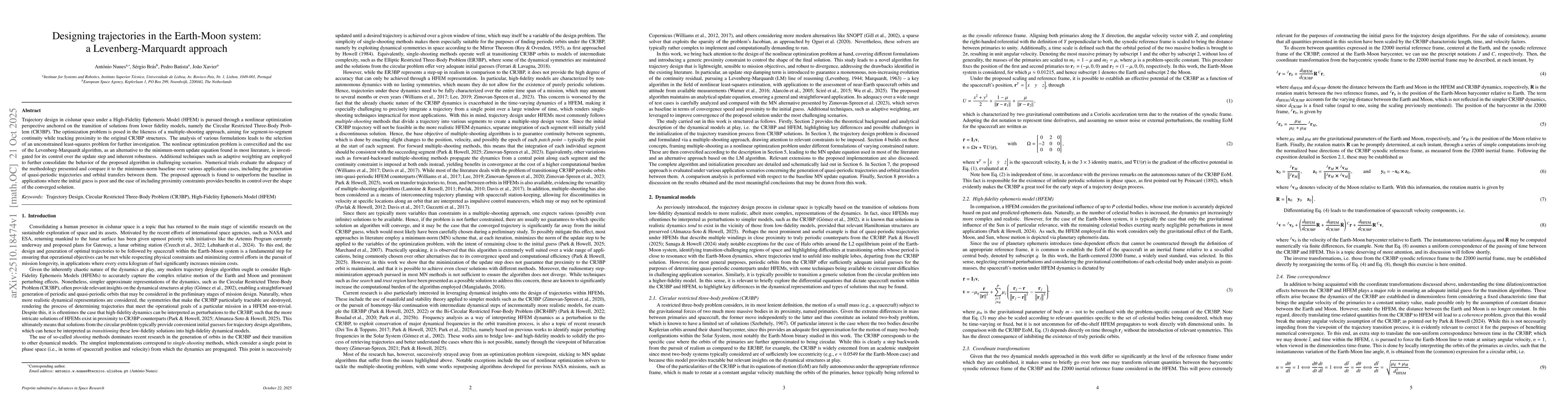 Thumbnail for Designing trajectories in the Earth-Moon system: a Levenberg-Marquardt
  approach