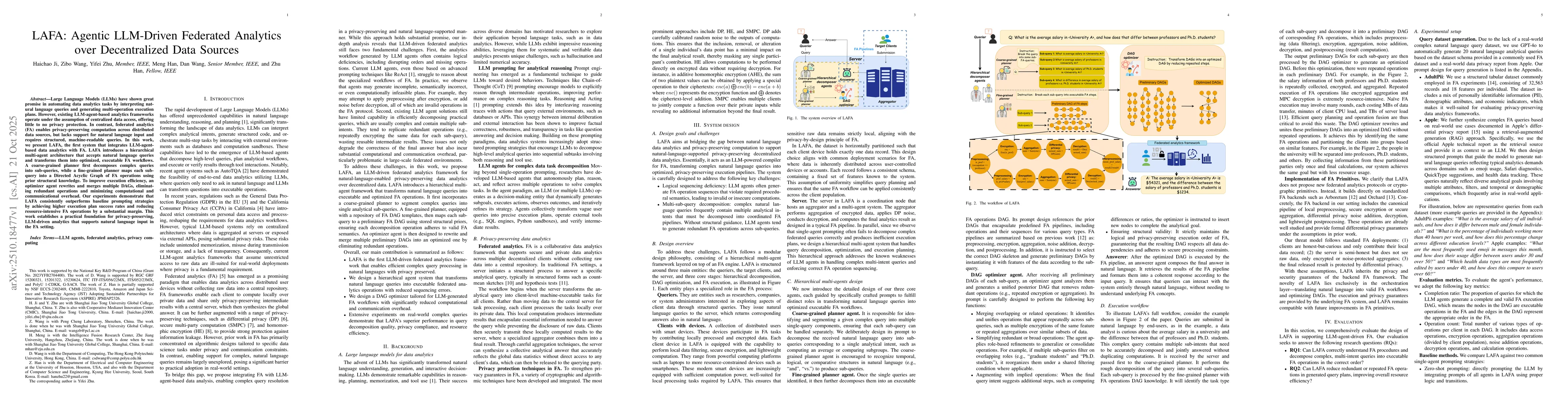 Thumbnail for LAFA: Agentic LLM-Driven Federated Analytics over Decentralized Data
  Sources