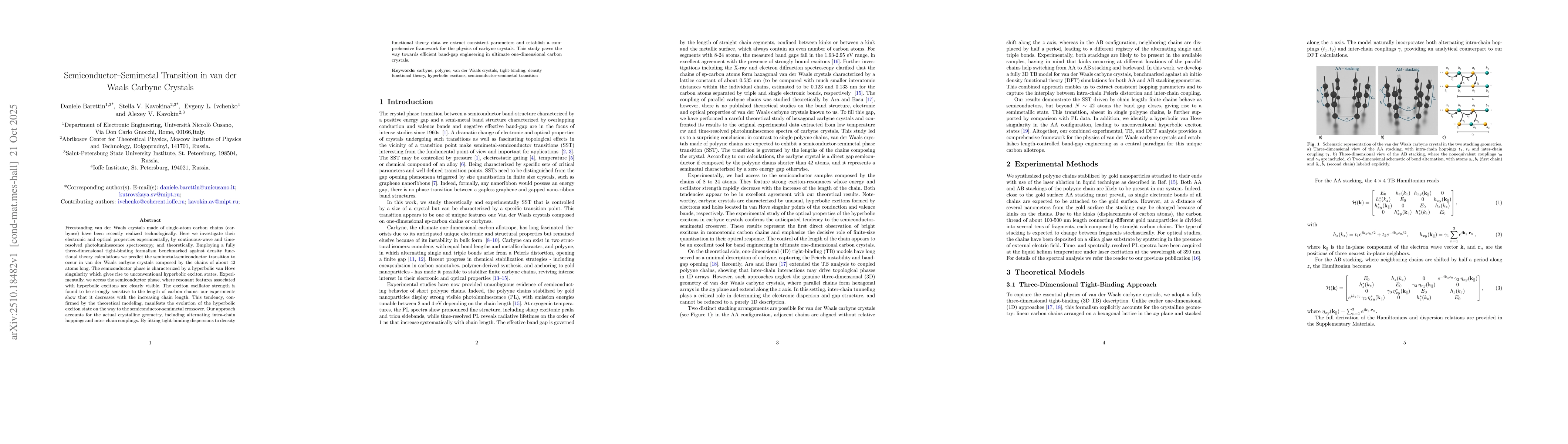 Thumbnail for Semiconductor-Semimetal Transition in van der Waals Carbyne Crystals