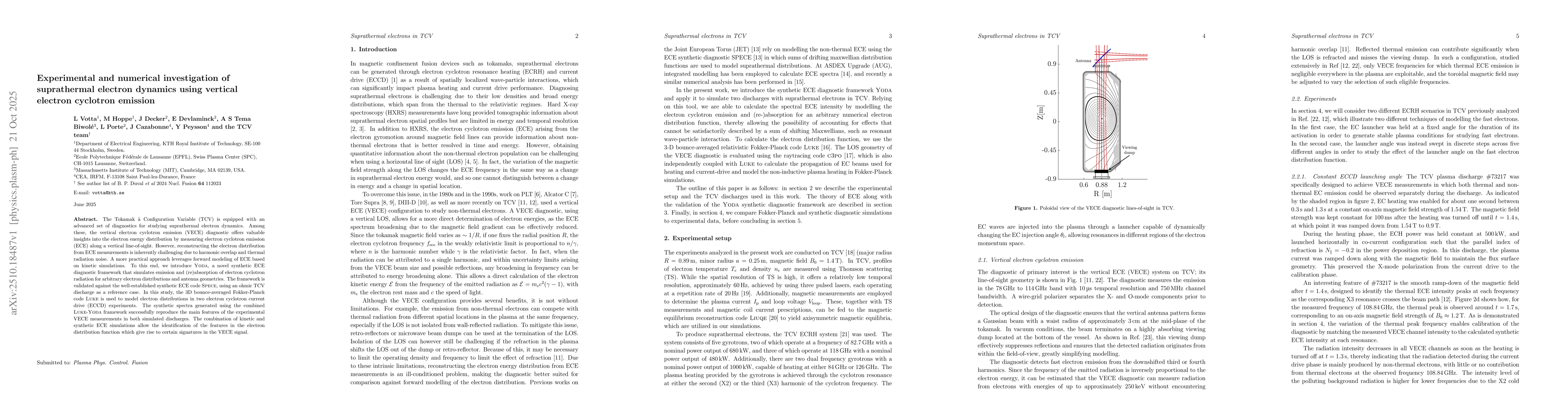 Thumbnail for Experimental and numerical investigation of suprathermal electron
  dynamics using vertical electron cyclotron emission