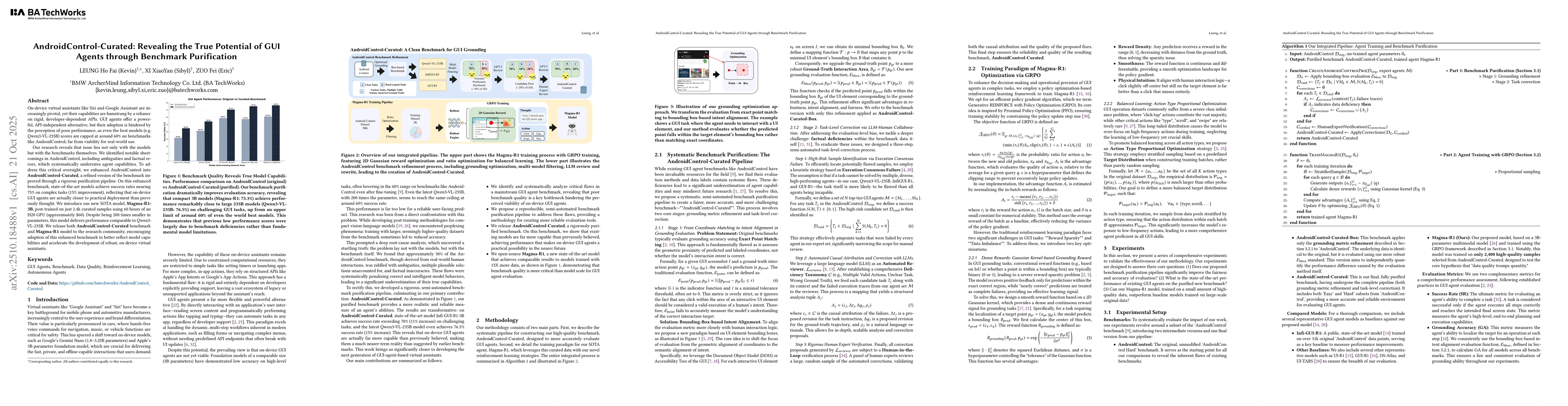 Thumbnail for AndroidControl-Curated: Revealing the True Potential of GUI Agents
  through Benchmark Purification