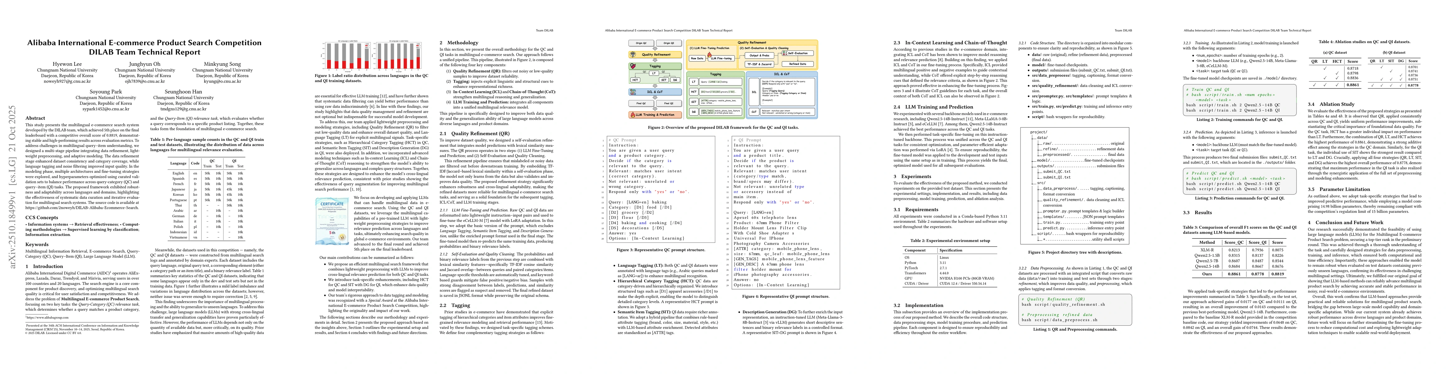 Thumbnail for Alibaba International E-commerce Product Search Competition DILAB Team
  Technical Report