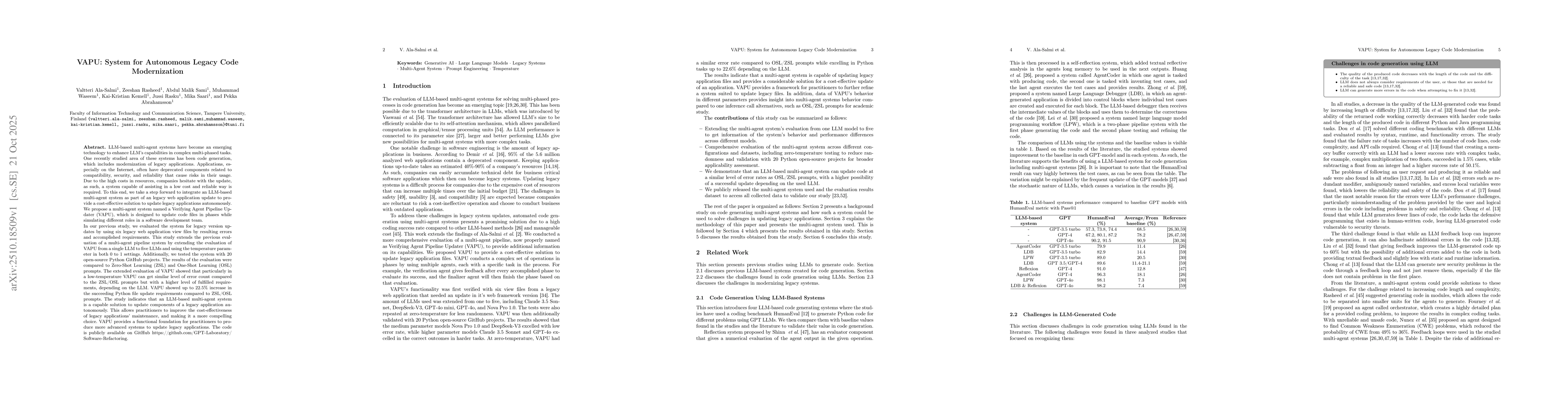 Thumbnail for VAPU: System for Autonomous Legacy Code Modernization