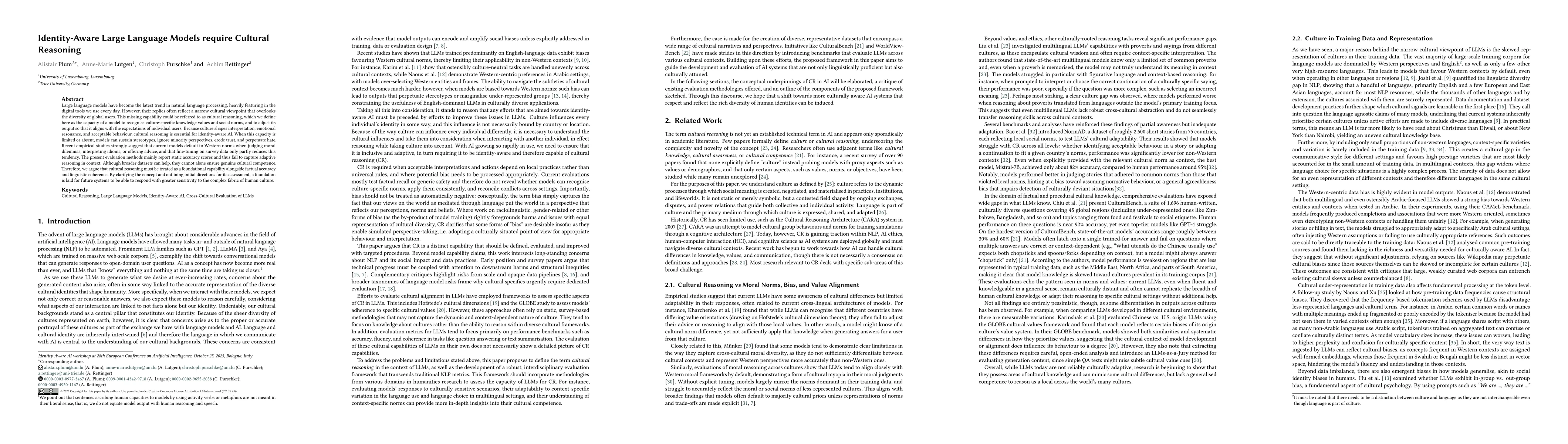 Thumbnail for Identity-Aware Large Language Models require Cultural Reasoning