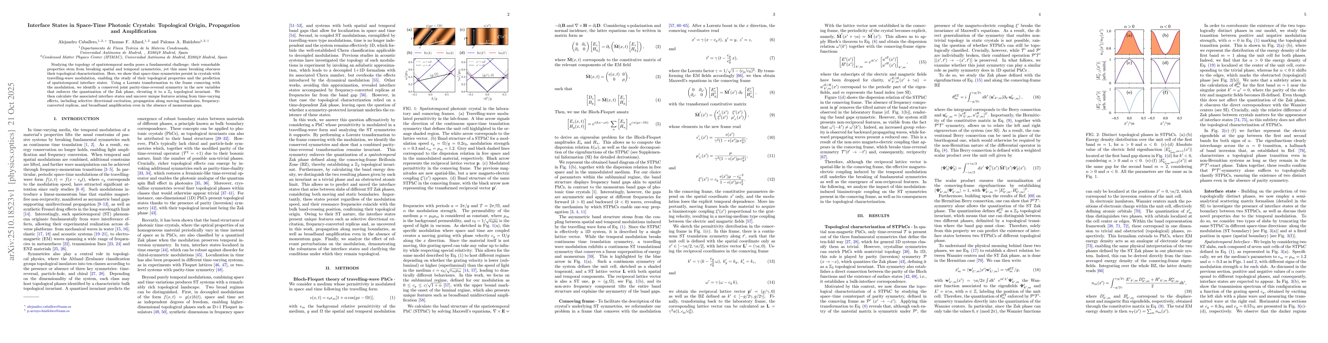 Thumbnail for Interface States in Space-Time Photonic Crystals: Topological Origin,
  Propagation and Amplification