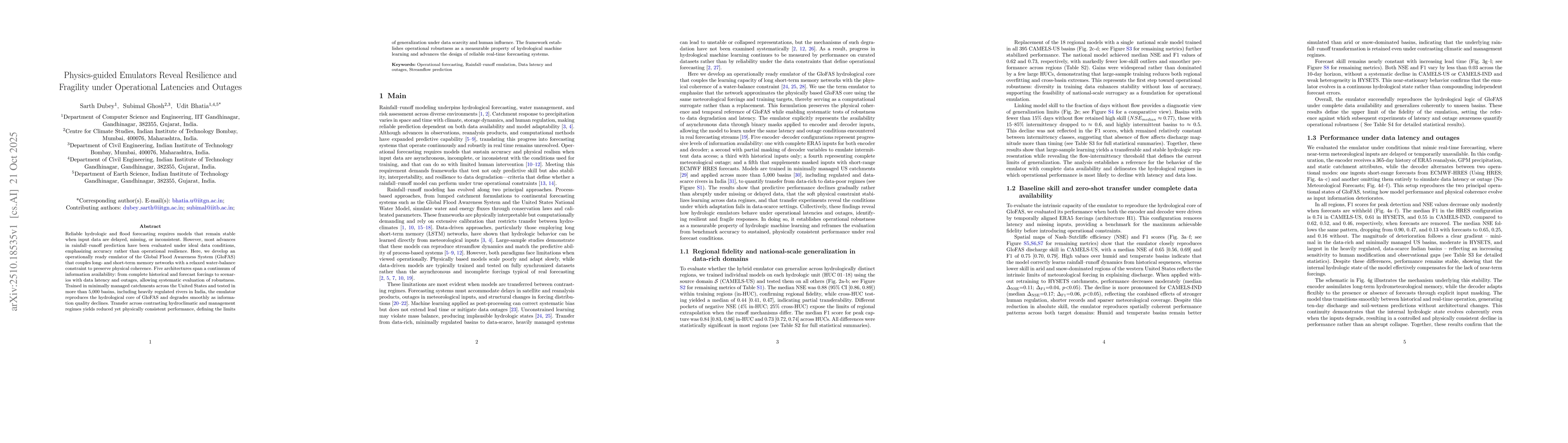 Thumbnail for Physics-guided Emulators Reveal Resilience and Fragility under
  Operational Latencies and Outages