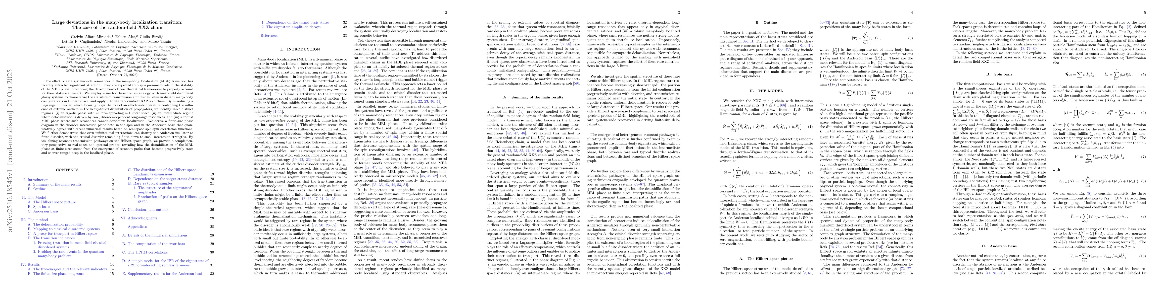 Thumbnail for Large deviations in the many-body localization transition: The case of
  the random-field XXZ chain