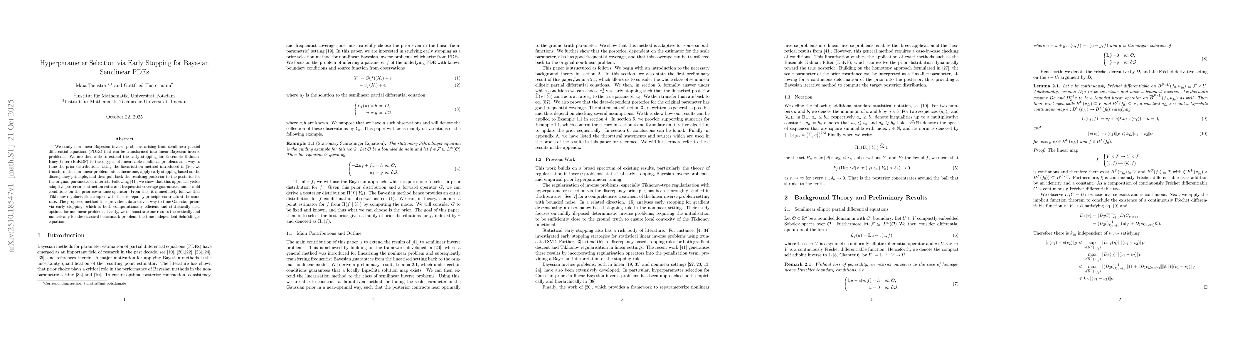 Thumbnail for Hyperparameter Selection via Early Stopping for Bayesian Semilinear PDEs