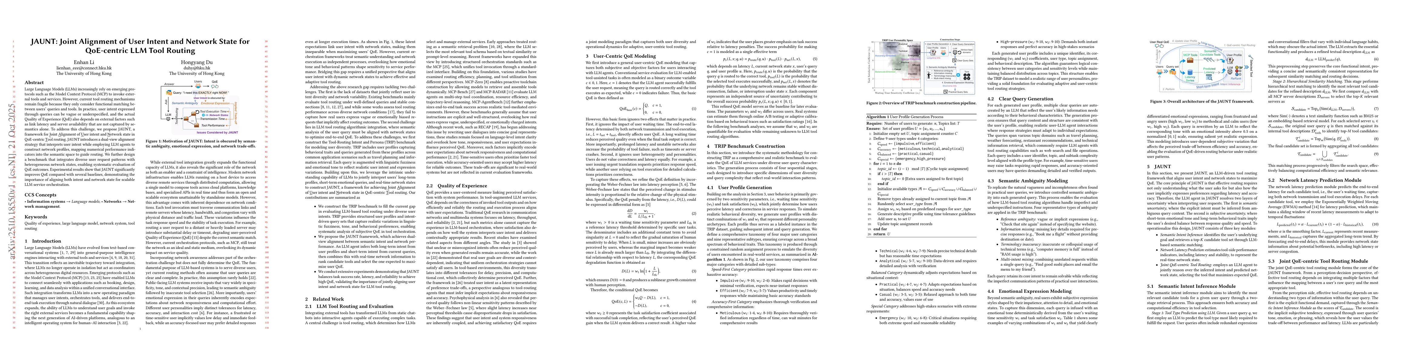 Thumbnail for JAUNT: Joint Alignment of User Intent and Network State for QoE-centric
  LLM Tool Routing