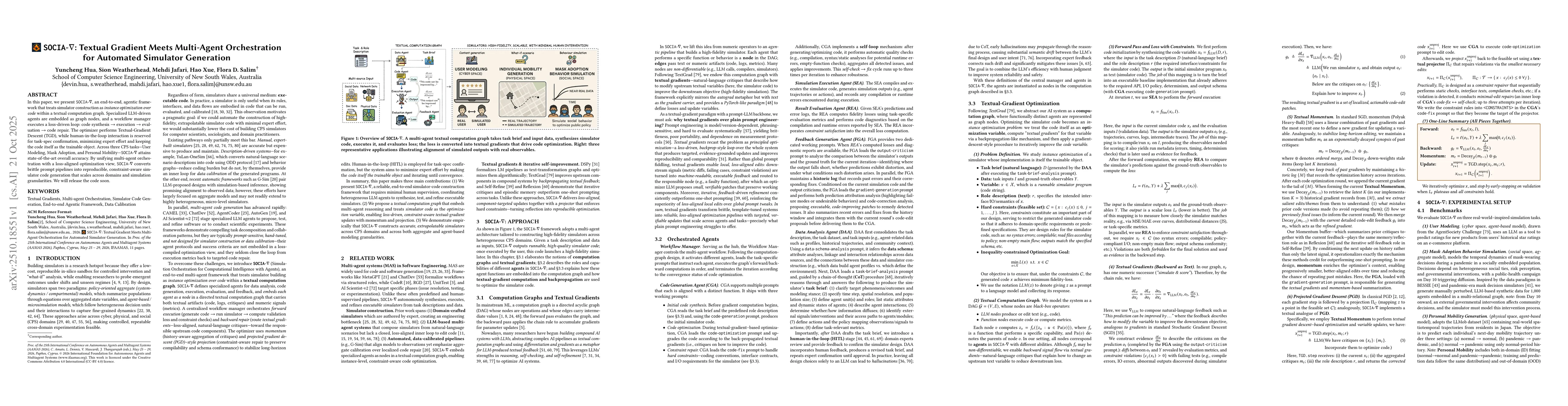 Thumbnail for SOCIA-Nabla: Textual Gradient Meets Multi-Agent Orchestration for
  Automated Simulator Generation