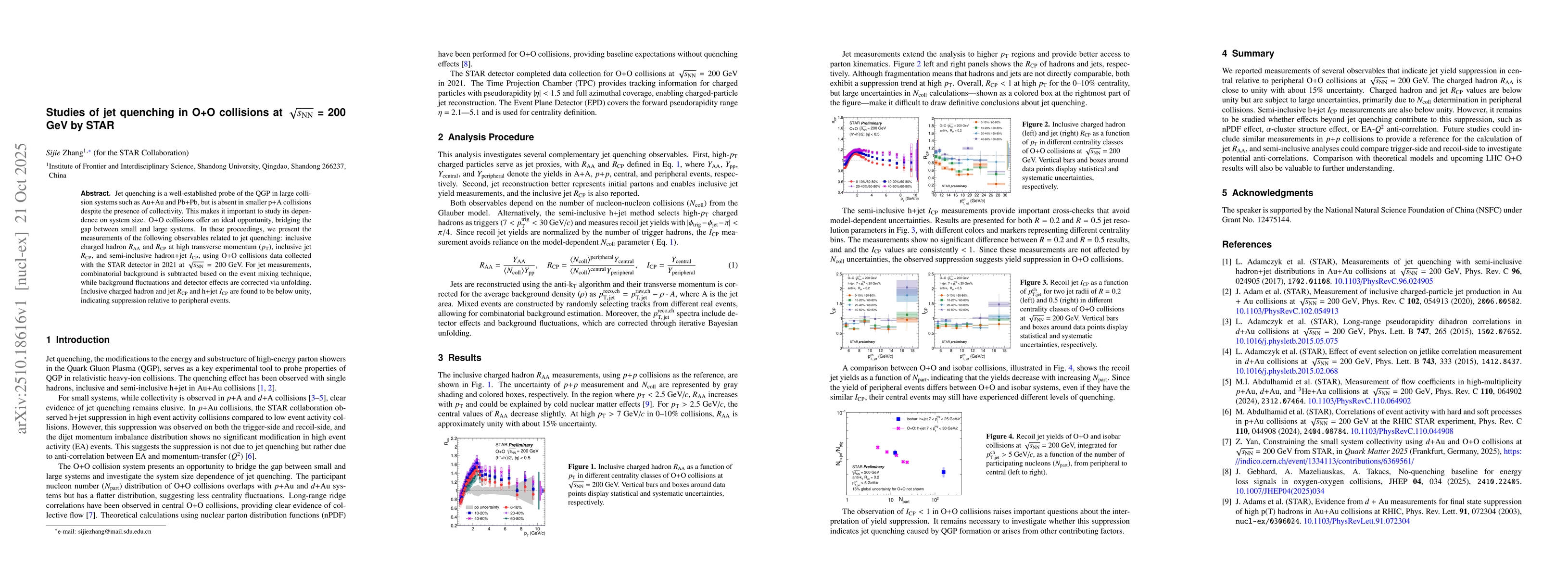 Thumbnail for Studies of jet quenching in O+O collisions at $\sqrt{s_{\rm NN}}$ = 200
  GeV by STAR