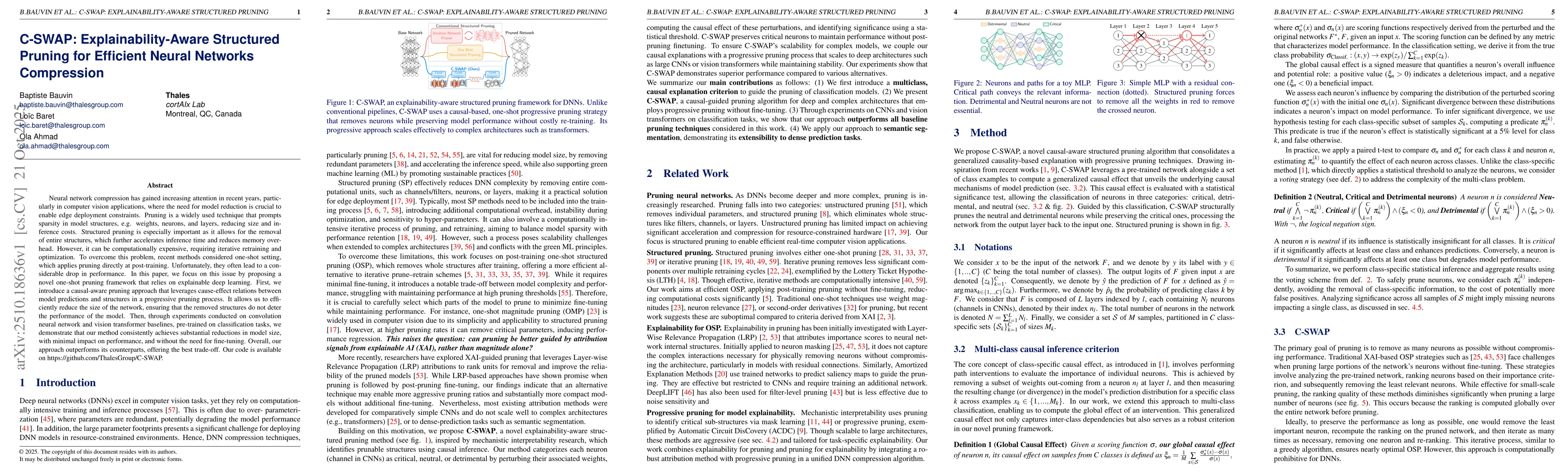 Thumbnail for C-SWAP: Explainability-Aware Structured Pruning for Efficient Neural
  Networks Compression