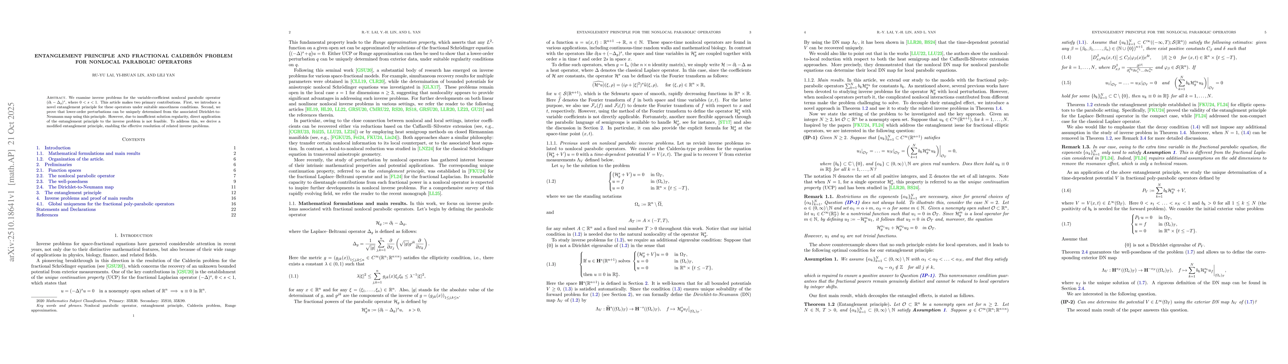 Thumbnail for Entanglement principle and fractional Calderón problem for nonlocal
  parabolic operators