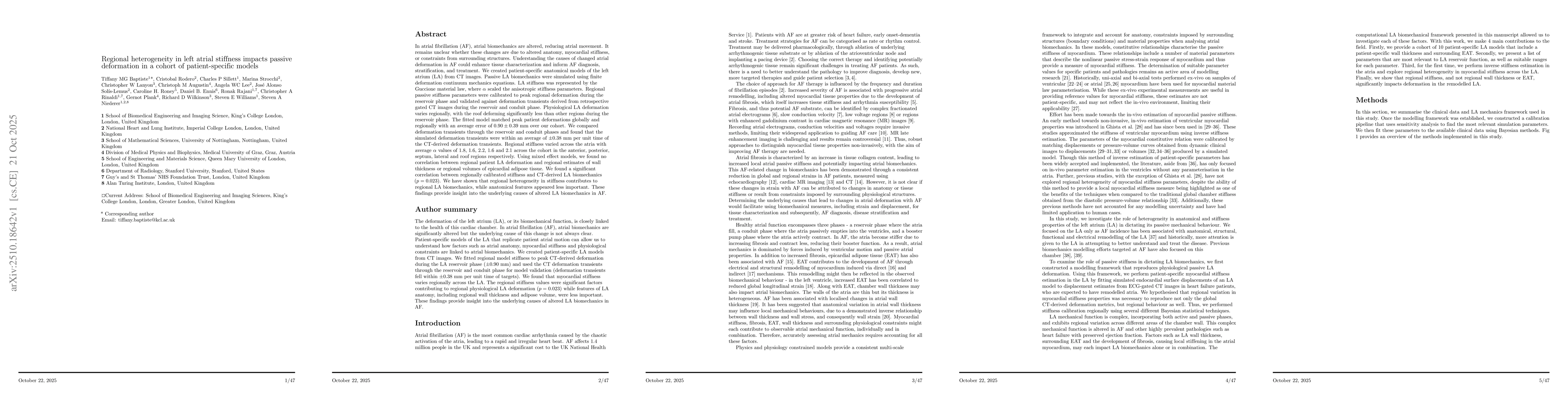 Thumbnail for Regional heterogeneity in left atrial stiffness impacts passive
  deformation in a cohort of patient-specific models