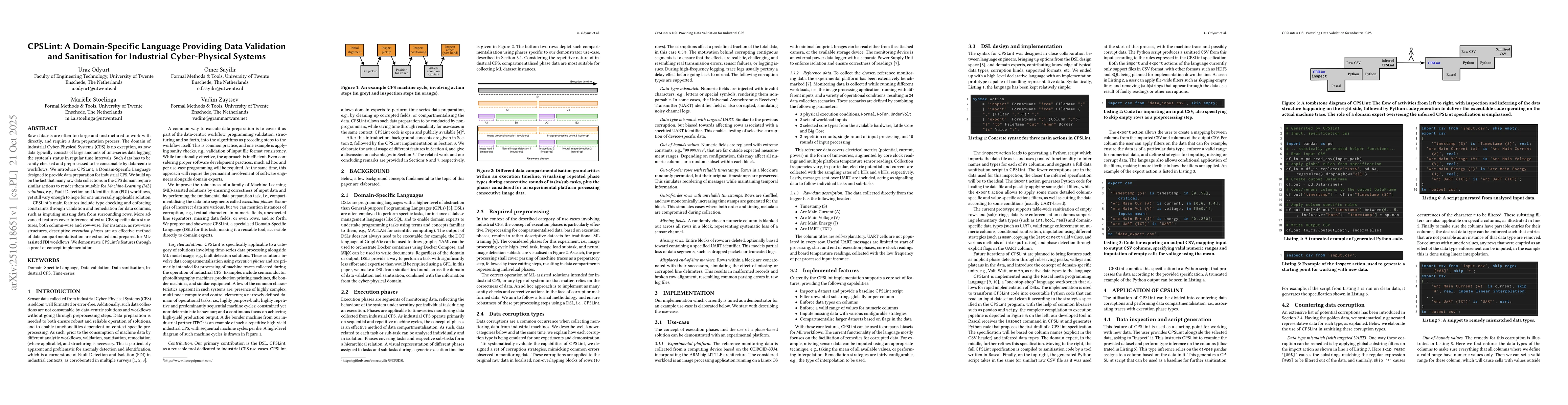 Thumbnail for CPSLint: A Domain-Specific Language Providing Data Validation and
  Sanitisation for Industrial Cyber-Physical Systems
