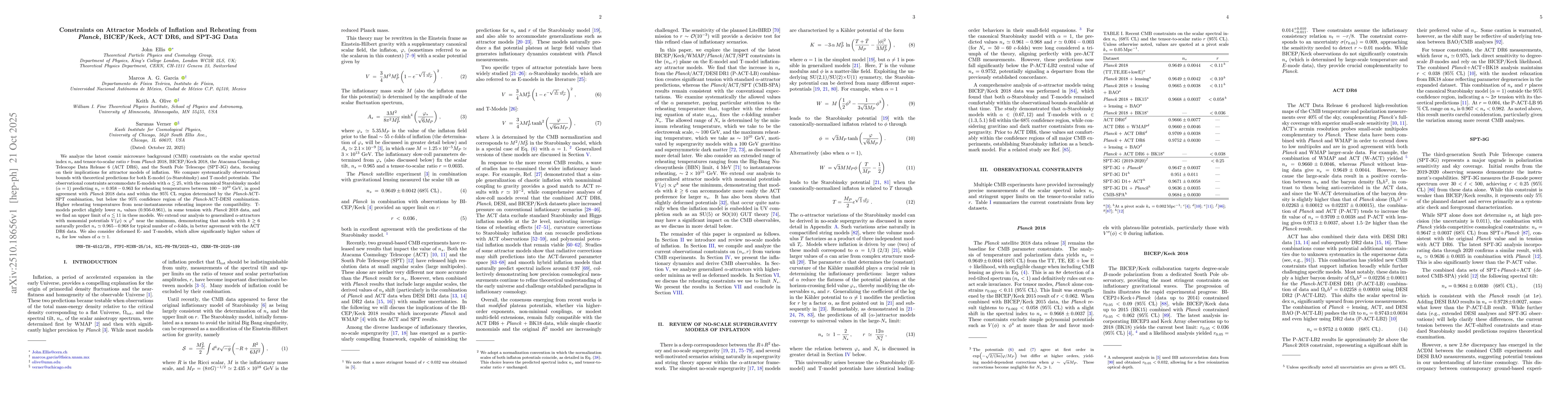 Thumbnail for Constraints on Attractor Models of Inflation and Reheating from Planck,
  BICEP/Keck, ACT DR6, and SPT-3G Data