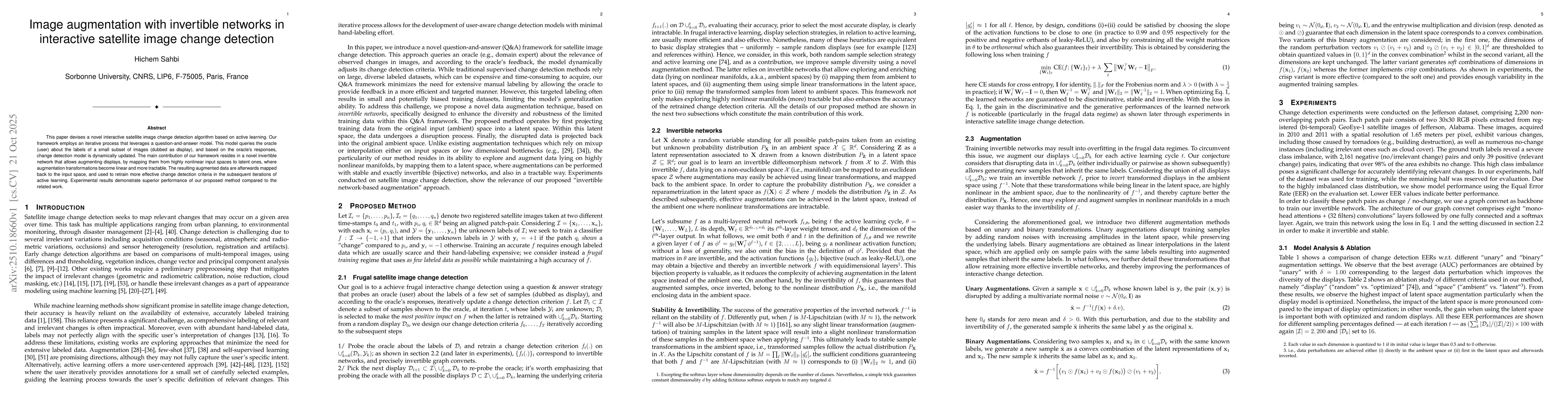 Thumbnail for Image augmentation with invertible networks in interactive satellite
  image change detection