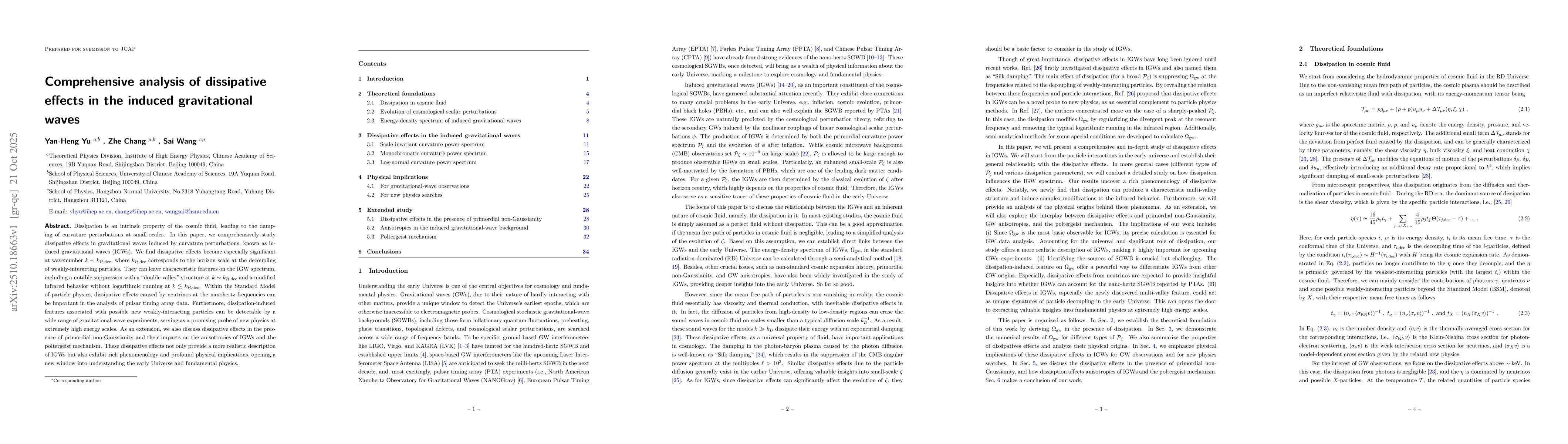 Thumbnail for Comprehensive analysis of dissipative effects in the induced
  gravitational waves