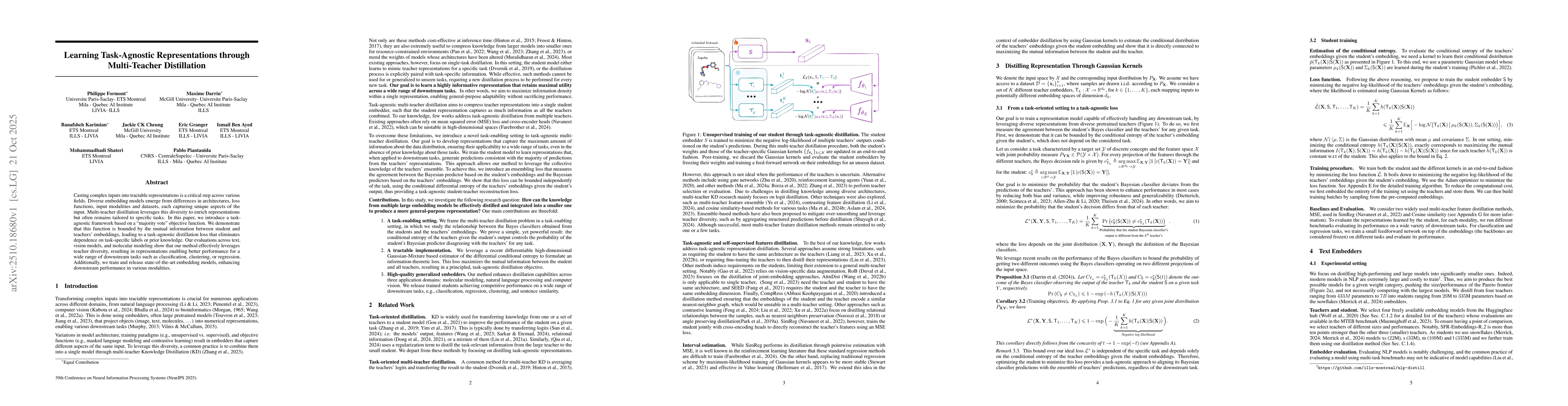 Thumbnail for Learning Task-Agnostic Representations through Multi-Teacher
  Distillation