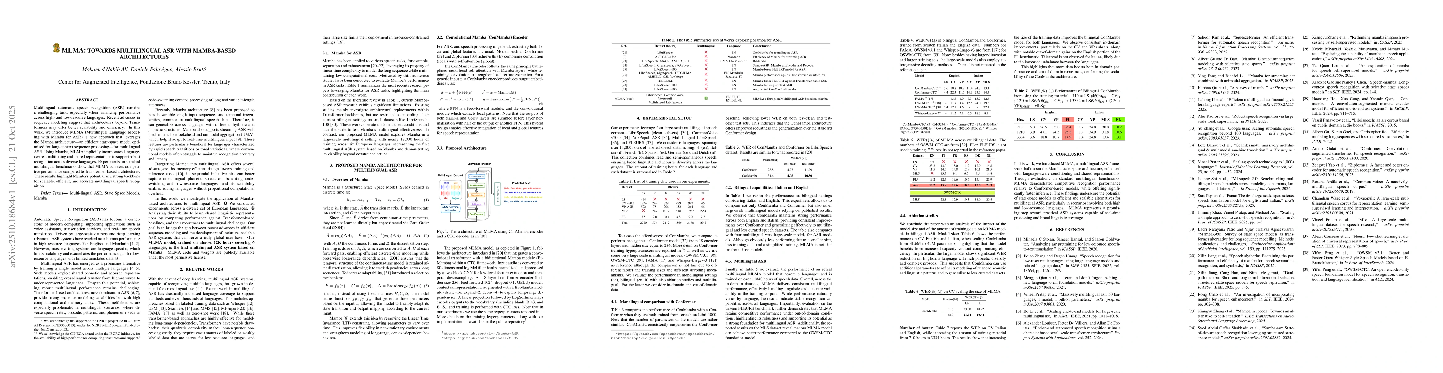 Thumbnail for MLMA: Towards Multilingual with Mamba Based Architectures