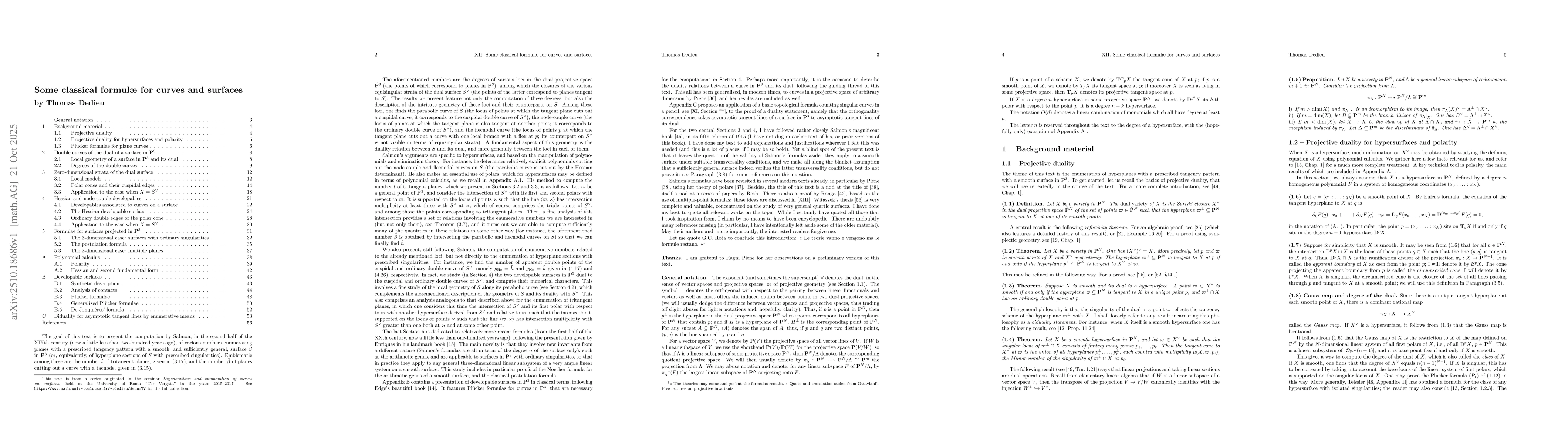 Thumbnail for Some classical formulæ for curves and surfaces