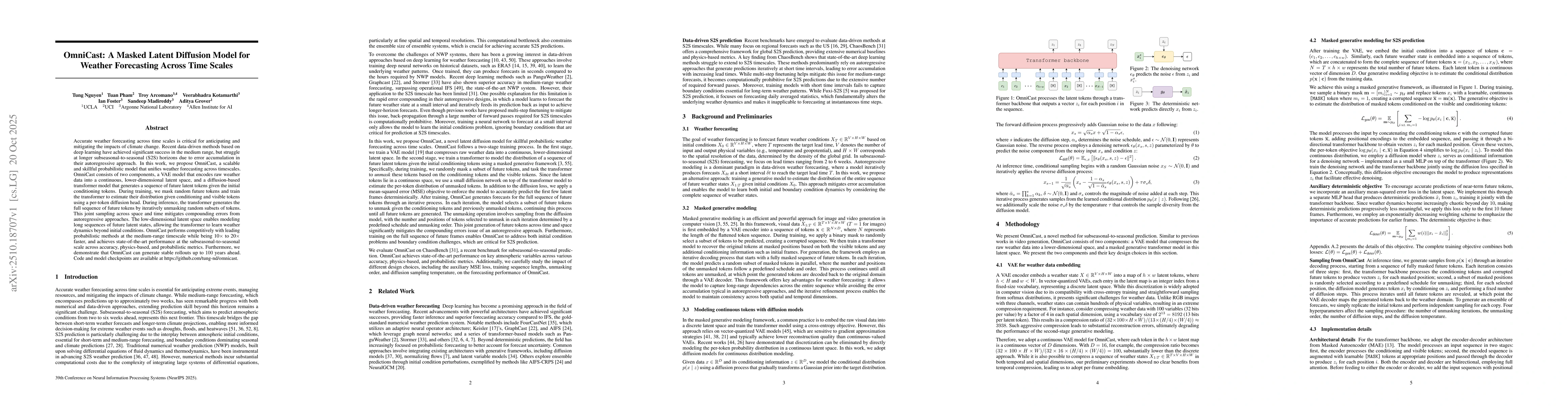 Thumbnail for OmniCast: A Masked Latent Diffusion Model for Weather Forecasting Across
  Time Scales