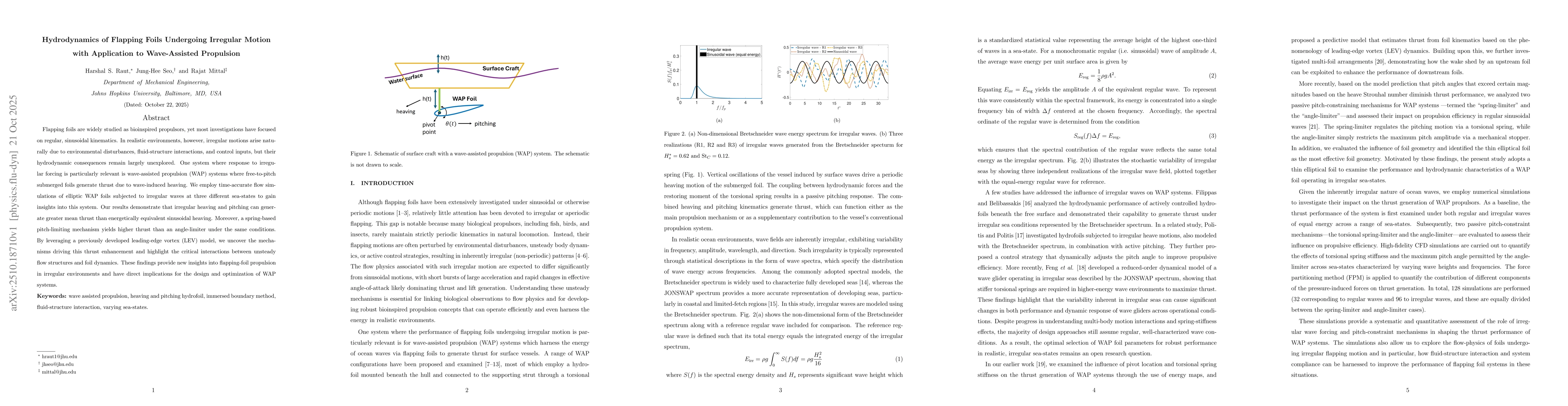 Thumbnail for Hydrodynamics of Flapping Foils Undergoing Irregular Motion with
  Application to Wave-Assisted Propulsion