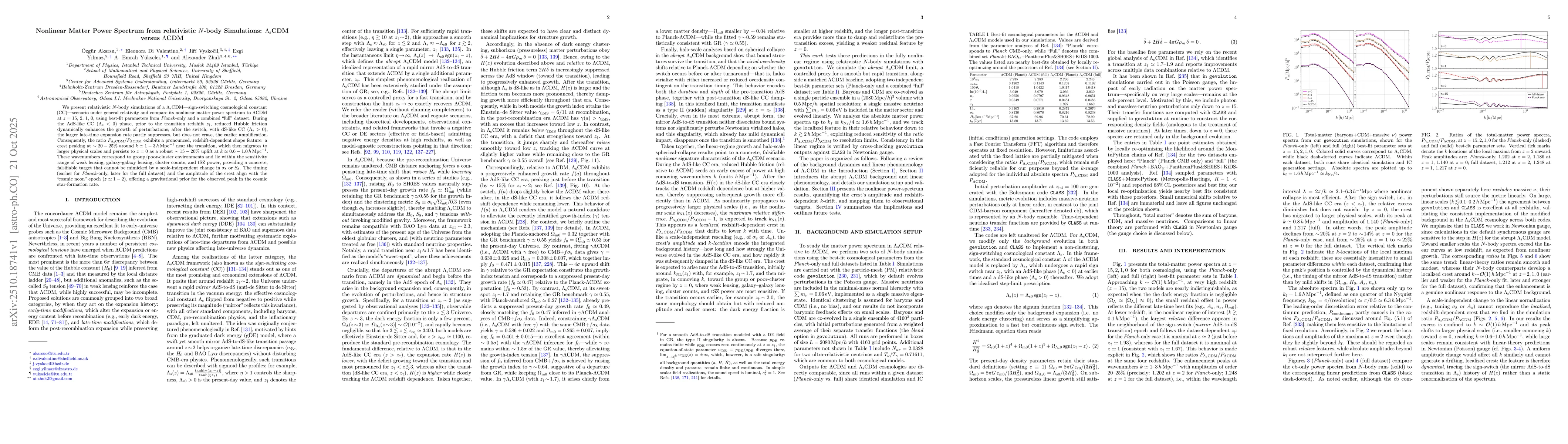Thumbnail for Nonlinear Matter Power Spectrum from relativistic $N$-body Simulations:
  $Λ_{\rm s}$CDM versus $Λ$CDM