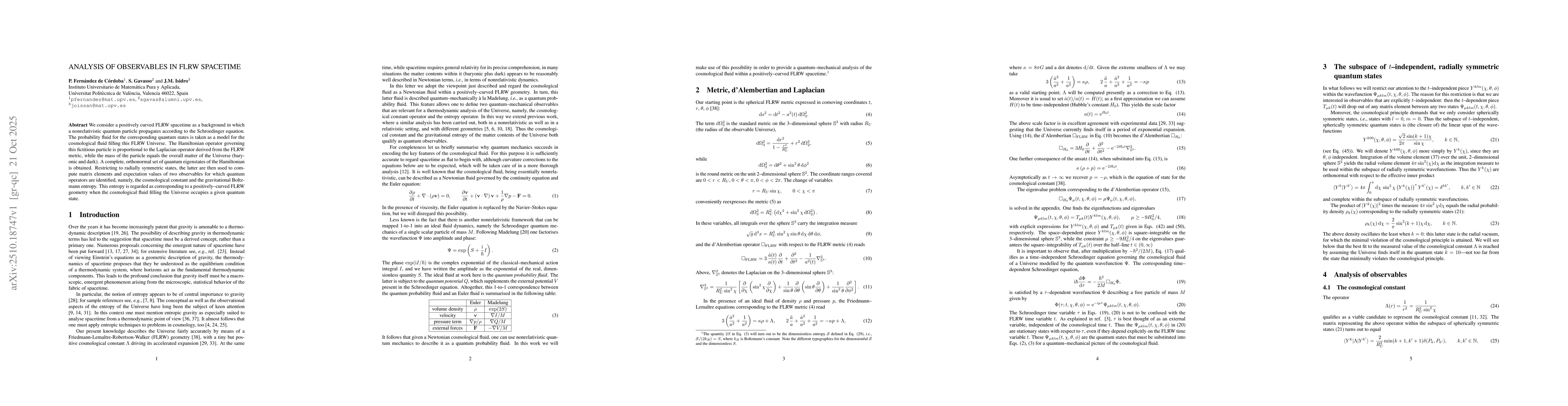 Thumbnail for Analysis of observables in FLRW spacetime