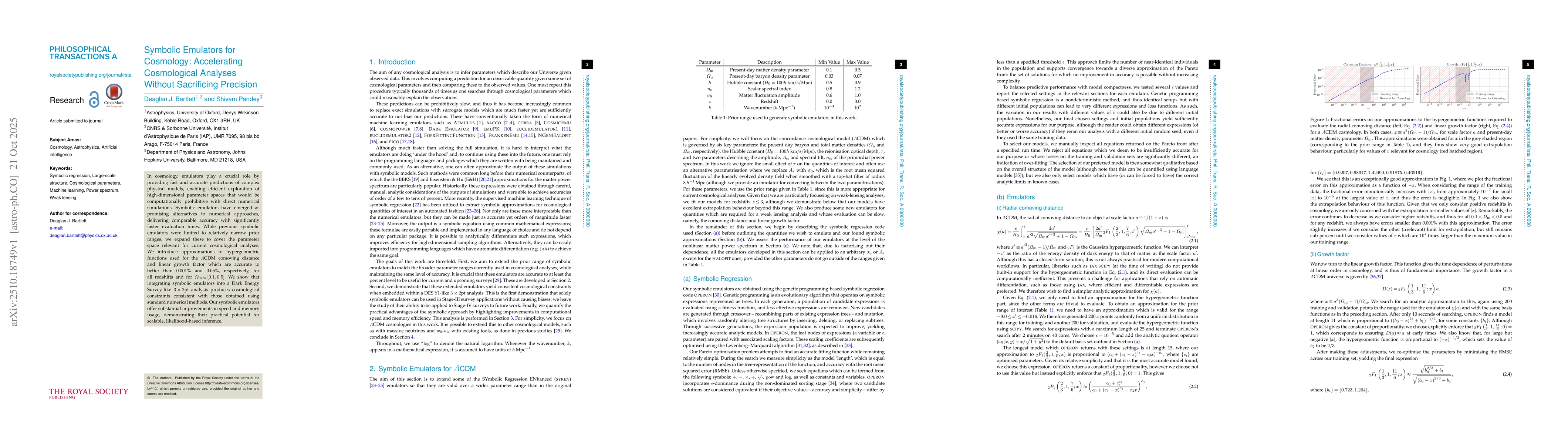 Thumbnail for Symbolic Emulators for Cosmology: Accelerating Cosmological Analyses
  Without Sacrificing Precision